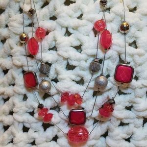 HOT Pink and Silver Necklace